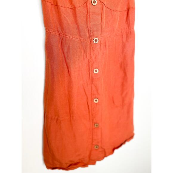 Maeve Linen Twist Front Mini Dress XS Burnt Orange Tie Back Bow Cottagecore - Picture 8 of 12